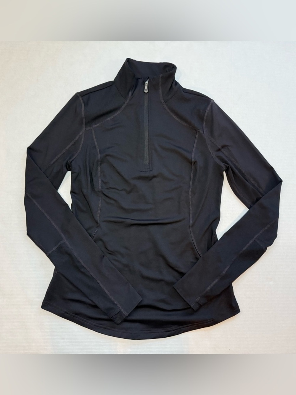 Tek Gear DryTEK Quarter Zip Long-Sleeved Active Jacket with Thumbholes Black